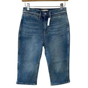 NWT Madewell Semi Stretch Y2K Style Bermuda Mid Rise Medium Wash Shorts Size 25
